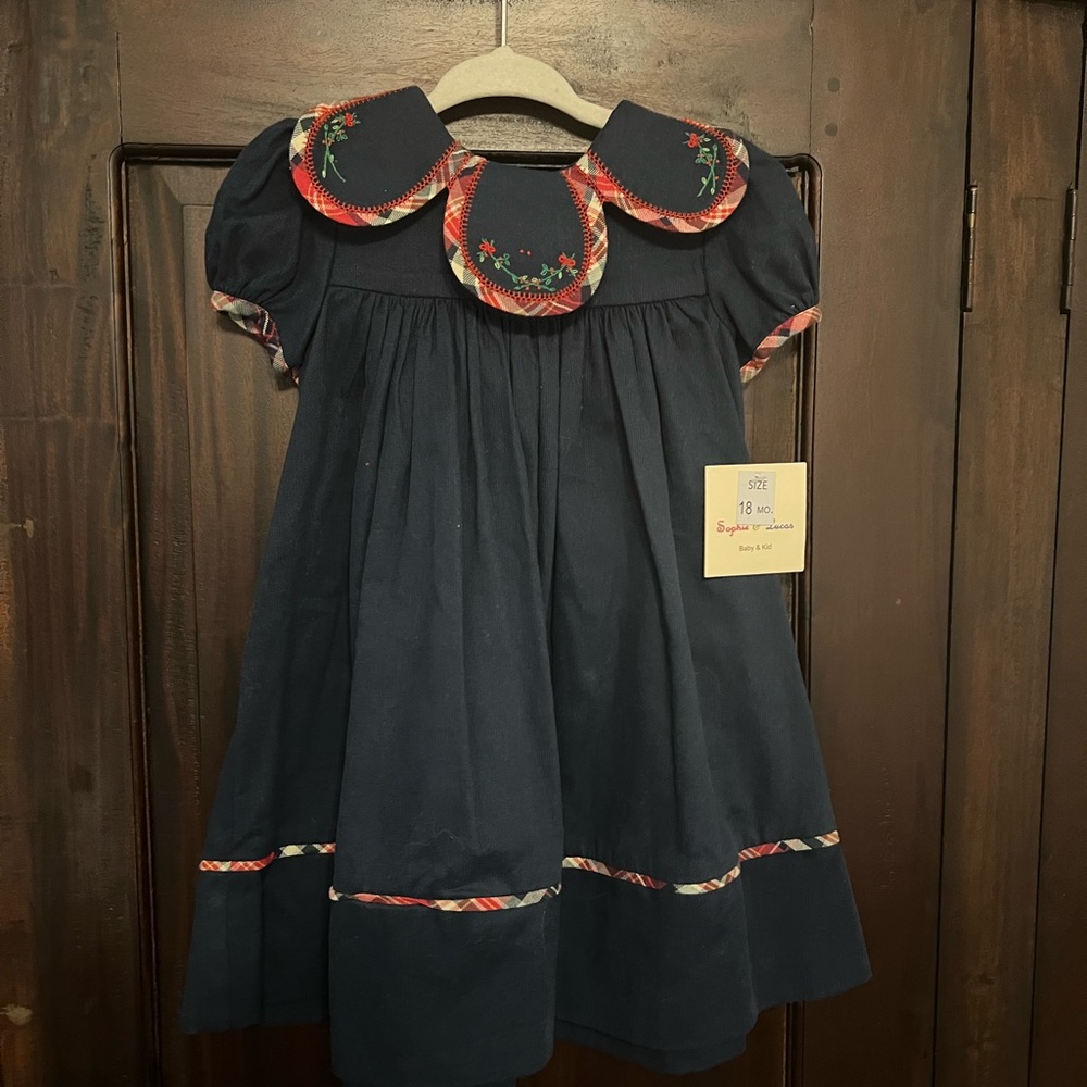 Smocked, embroidered Christmas/winter dress.